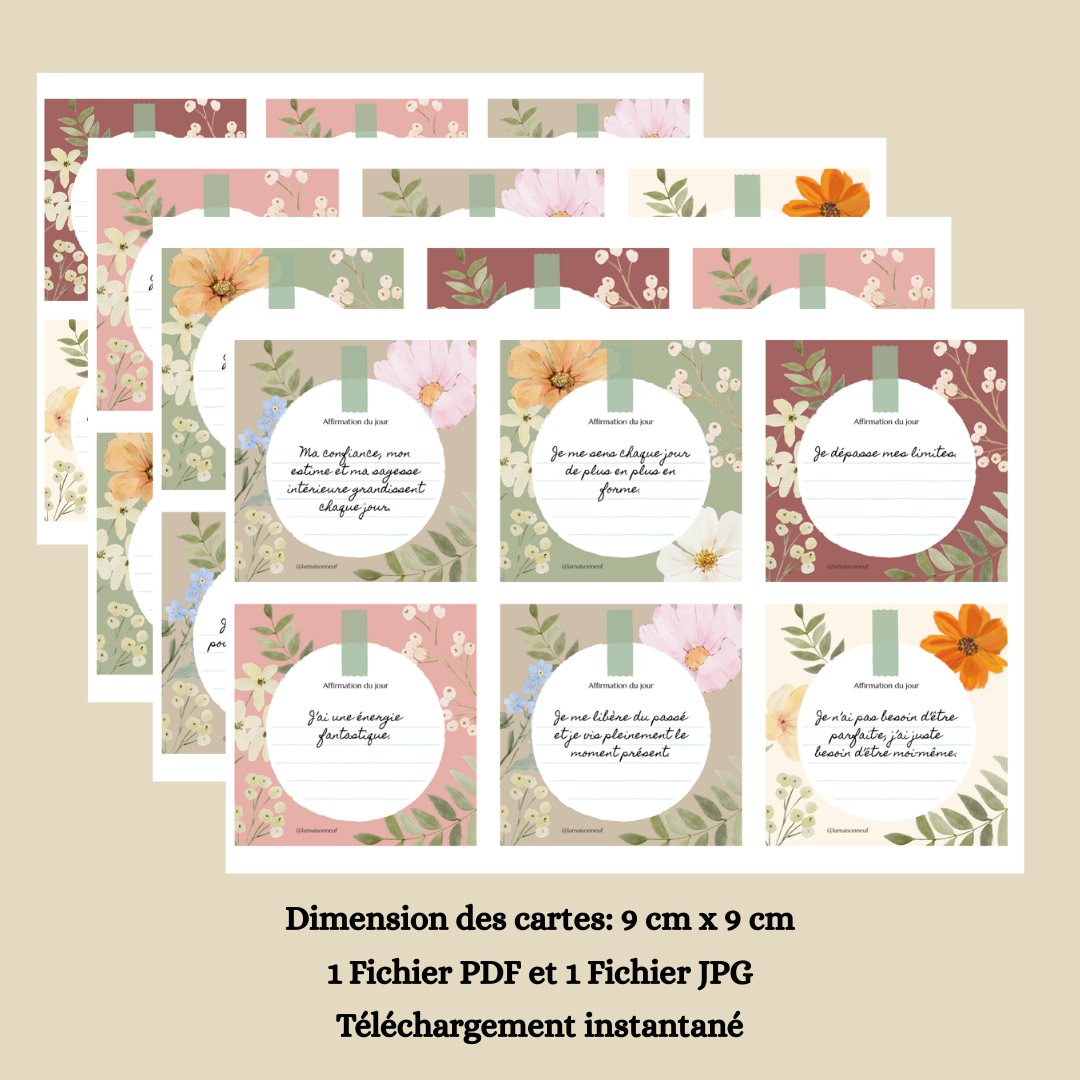 Affirmations positives – 132 cartes inspirantes à imprimer (PDF)